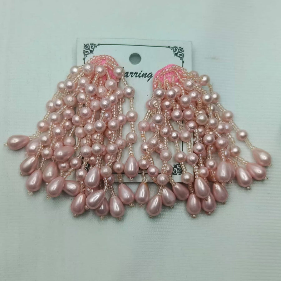 Sargam Pink Beaded Earrings