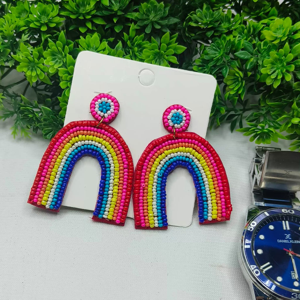 Rainbow Beaded Earrings