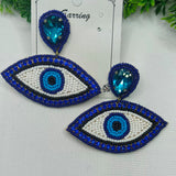 Blue Eye Diamond Beaded Earrings