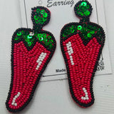 Red Chilli Beaded Earrings