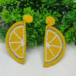 Lemon Beaded Earrings