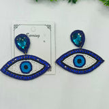 Blue Eye Diamond Beaded Earrings