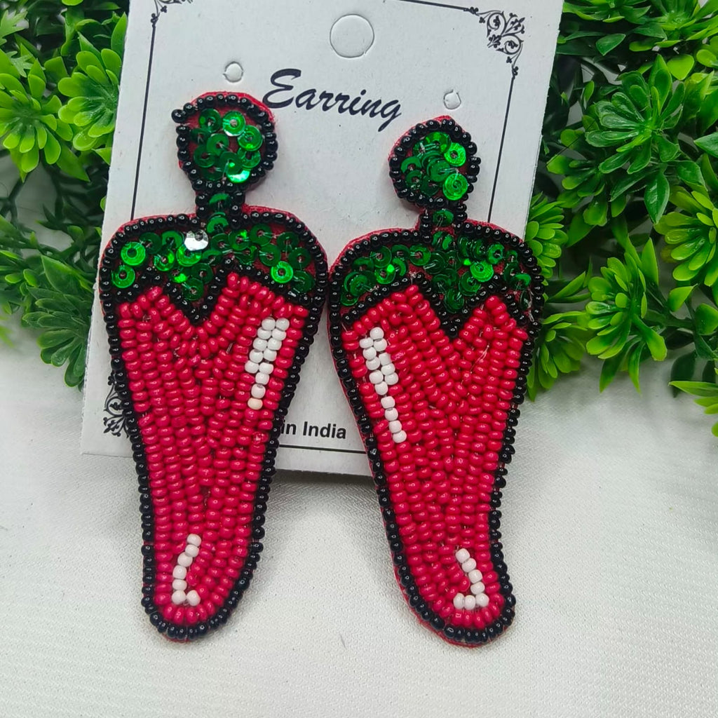 Red Chilli Beaded Earrings