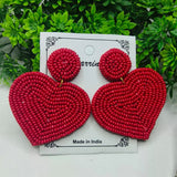 Sweet Heart Beaded Earrings