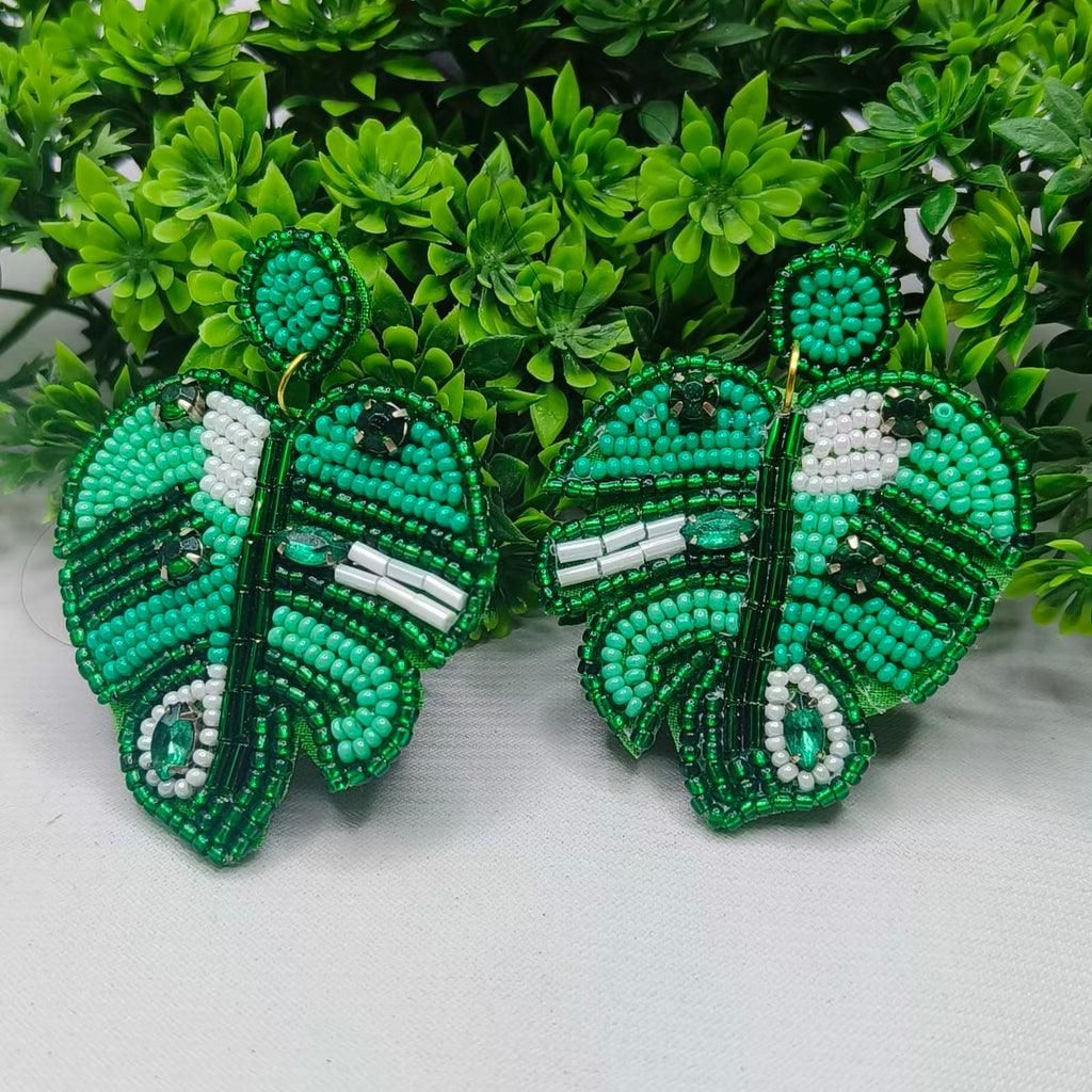 Leaf Beaded Earrings