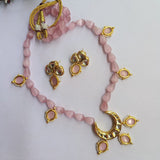 Pink Monalisa beaded necklace set