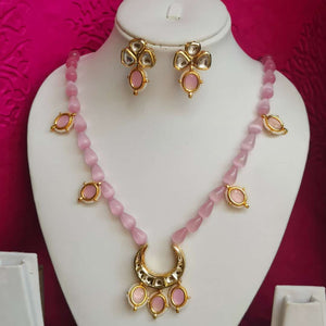 Pink Monalisa beaded necklace set