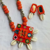 Orange Mirror Necklace Set