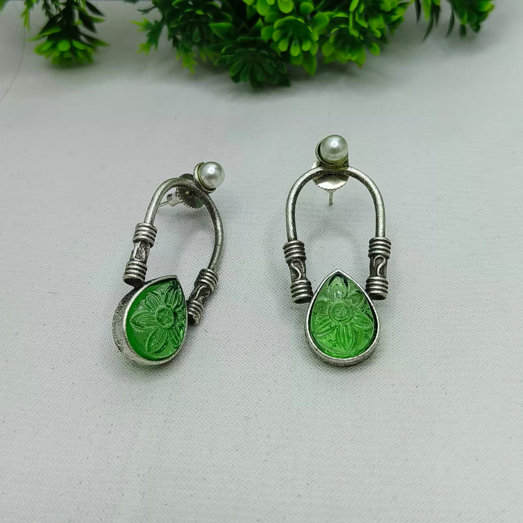 Kanti Green Carbon Stone Earrings