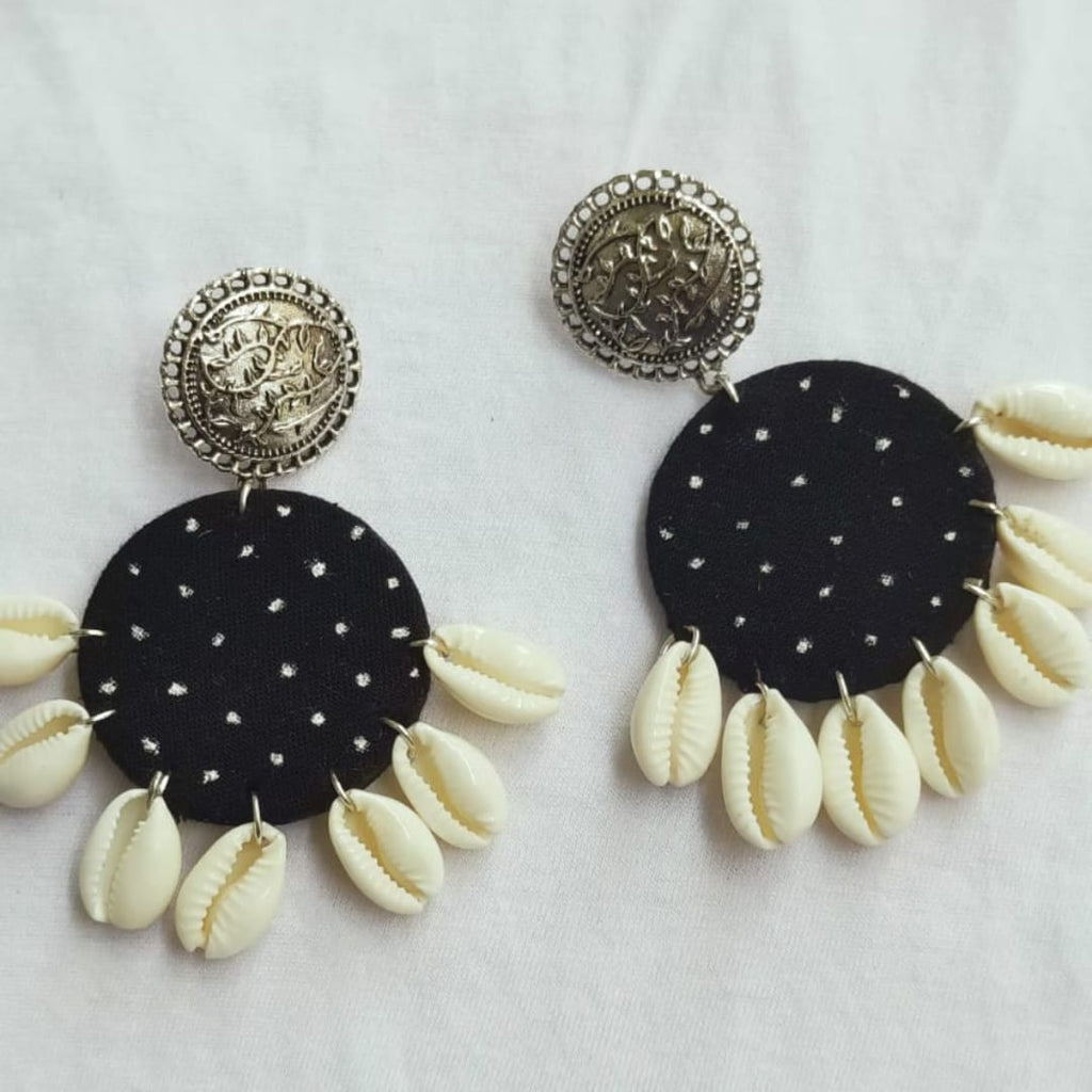 Nitya Black Cowrie Shell Earrings