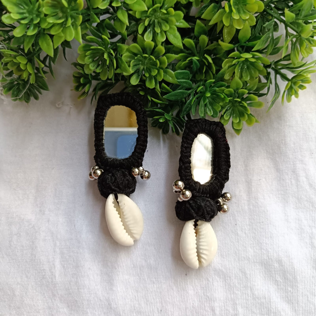 Black Mirror Cowrie Shell Earrings