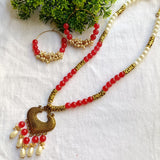 Devi Red Antique Long Necklace Set