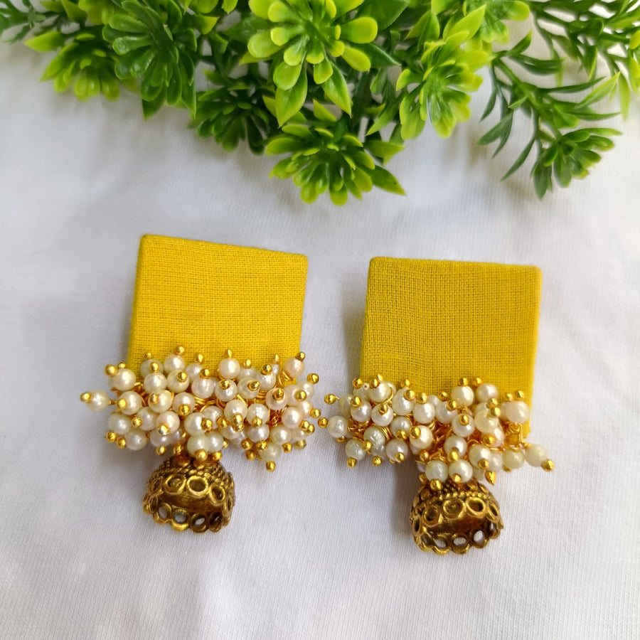 Netri Yellow Small Jhumki Studs