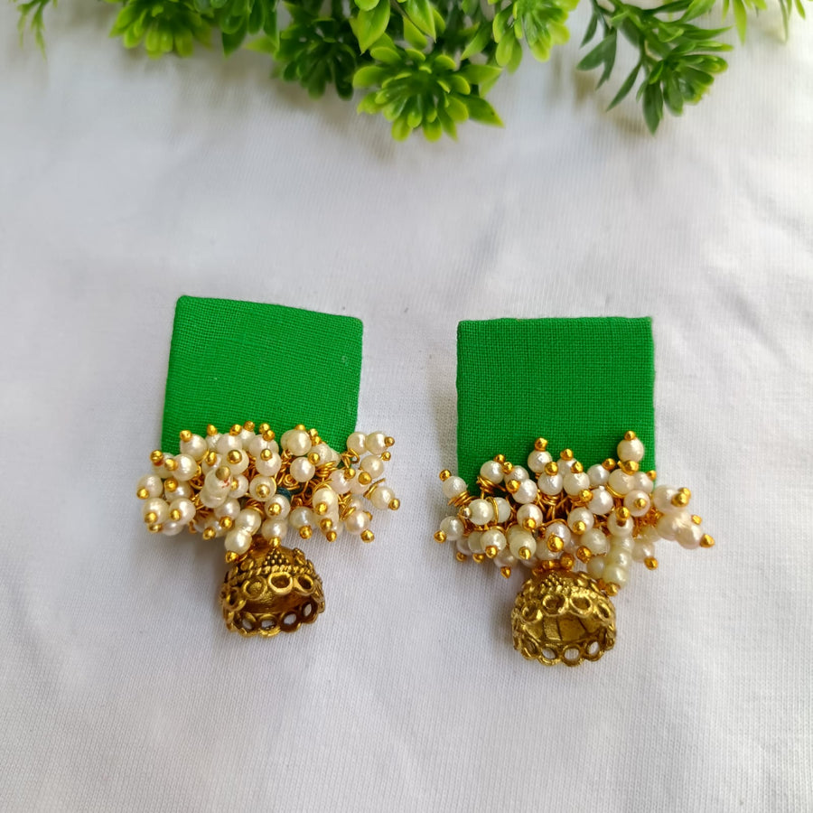 Netri Green Small Jhumki Studs