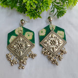 Jatila Green Oxidised Earrings