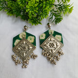 Jatila Green Oxidised Earrings