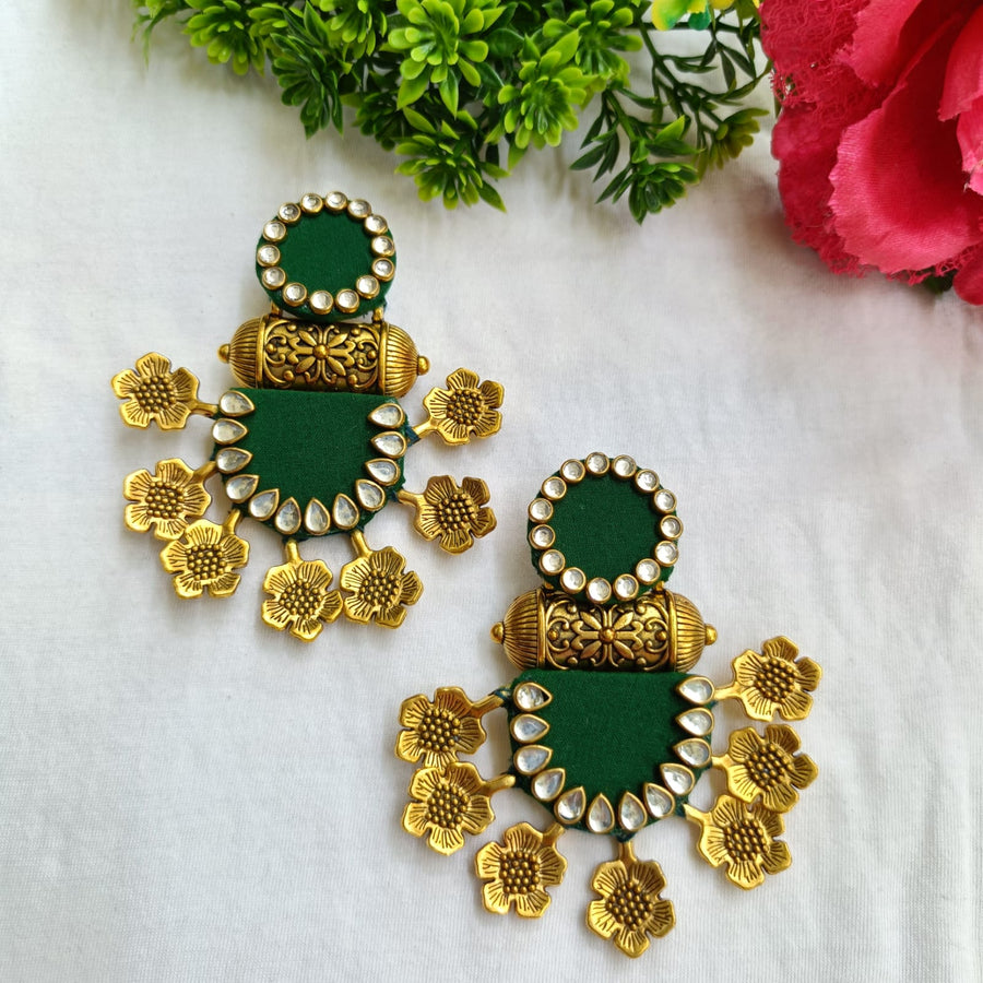 Sharmila Green Flower Earrings