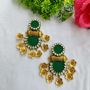 Sharmila Green Flower Earrings