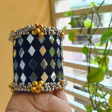 Rajwadi Navy Blue Velvet Handcuff