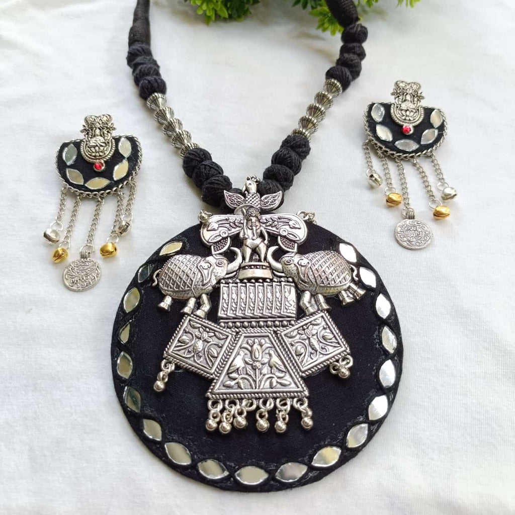 Elephant Black Boho Necklace Set