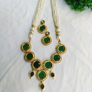 Chitrangada Green Kundan Statement Necklace Set