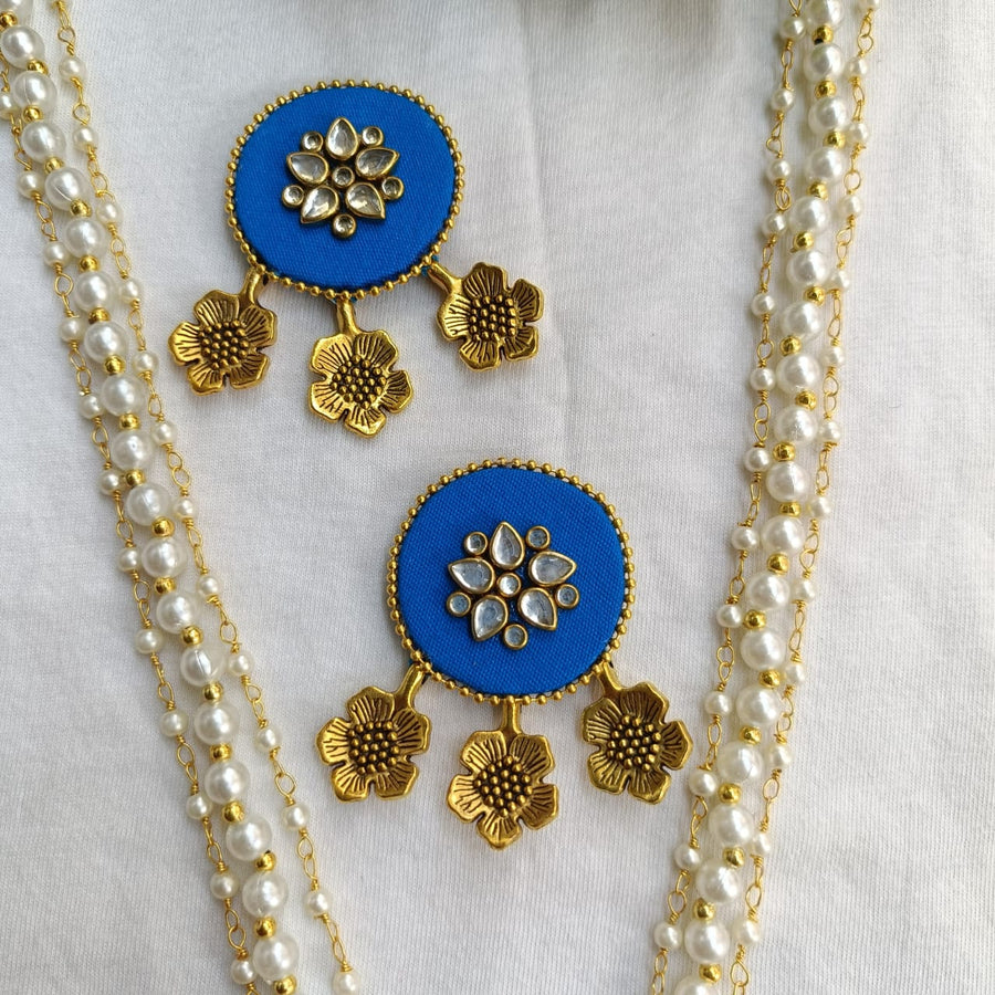 Chitrakala Royal Blue Necklace Set