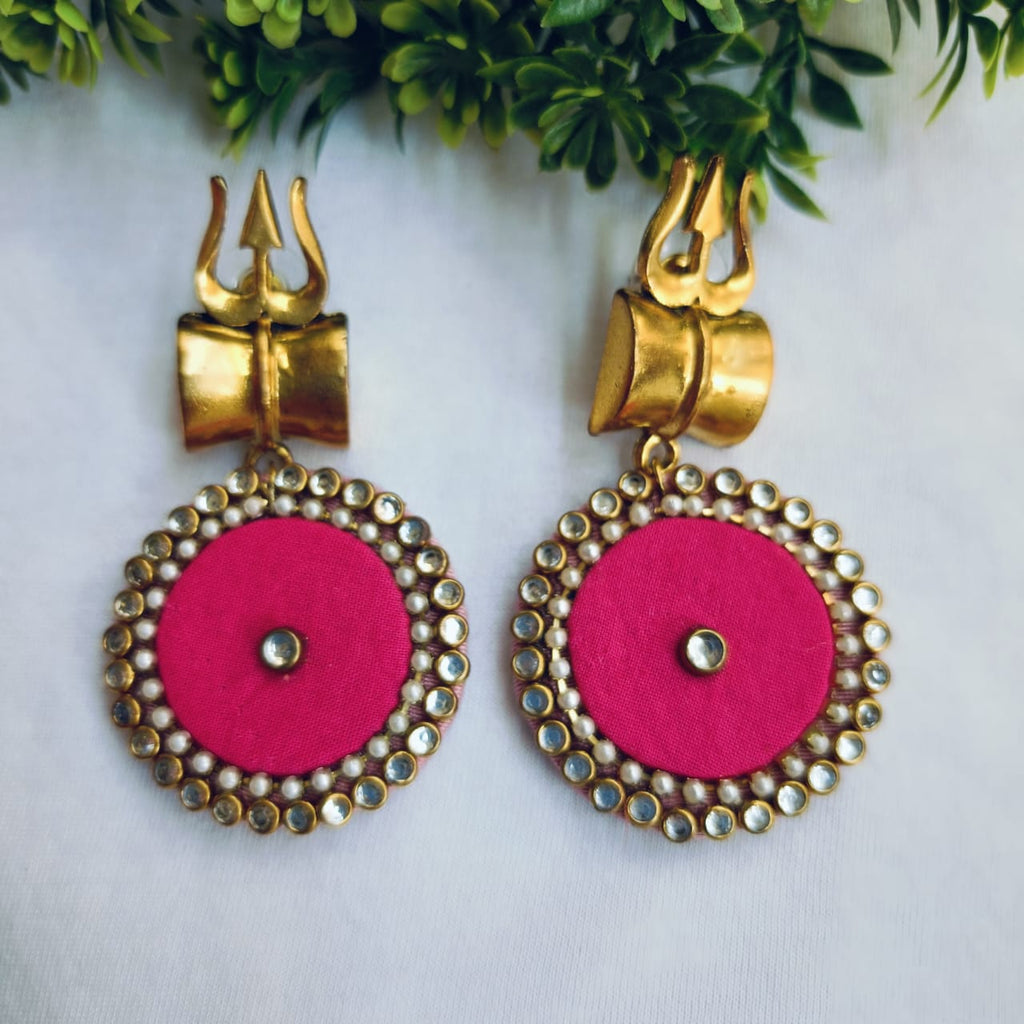 Garishma Pink Trishul Earrings