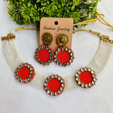 Namita Red Fabric Choker Set