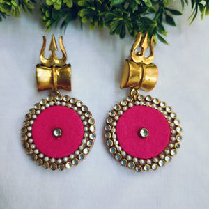 Garishma Pink Trishul Earrings