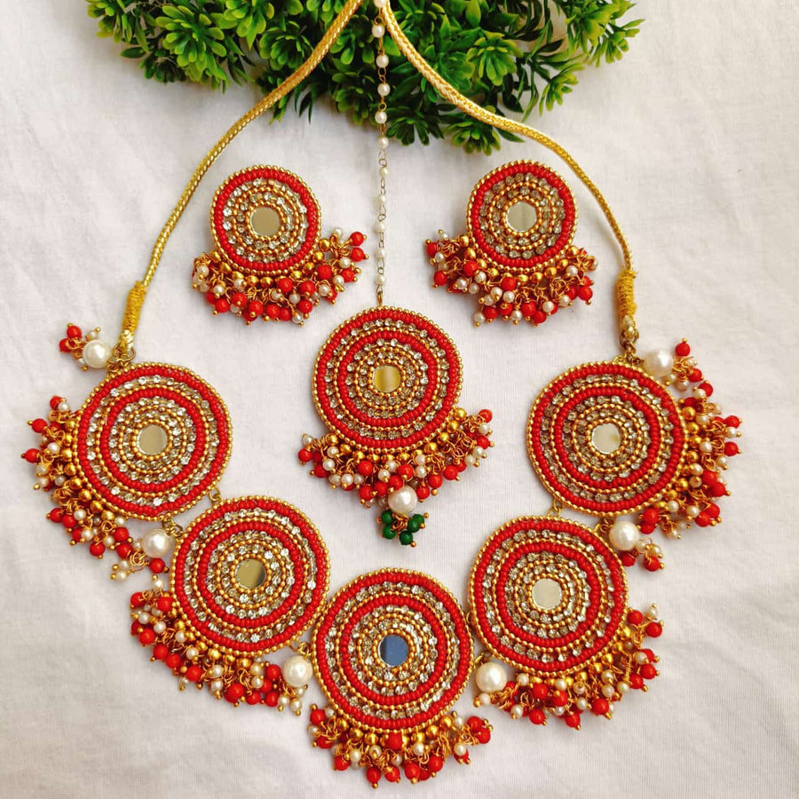 Nayantara Red Bridal Choker set with mangtika