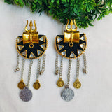 Shalini Black Fabric dual Tone Earrings