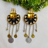 Shalini Black Fabric dual Tone Earrings