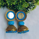 Ojas Blue Mirror Antique Earrings