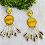 Somya Yellow Dulhania Earrings with Chain