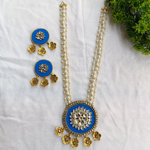 Chitrakala Royal Blue Necklace Set