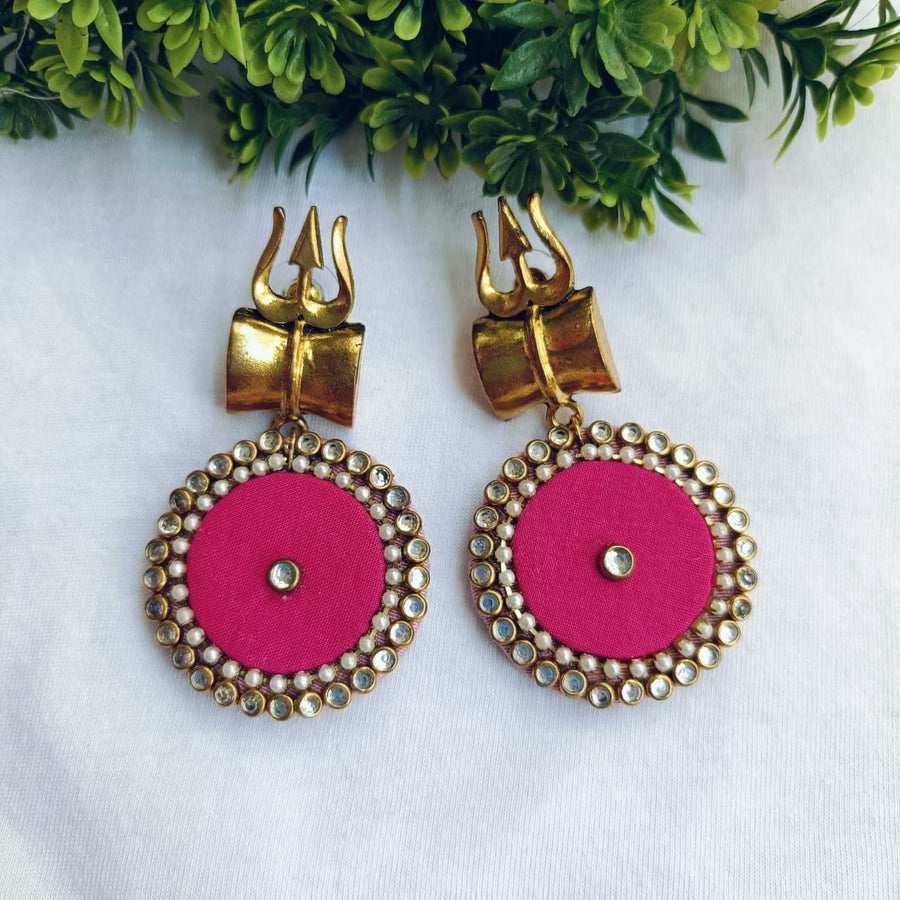 Garishma Pink Trishul Earrings